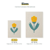 Size chart for the two mini canvas sizes: 6 x 8 in and 8 x 12 in