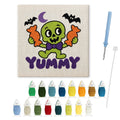 Yummy Candy Monster punch needle kit: finished canvas with threads, punch needle and threader
