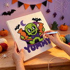 Punching the Yummy Candy Monster design with the punch needle