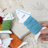 Numbered thread bobbins from a punch needle kit