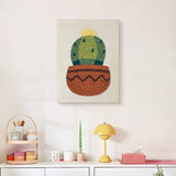 Finished Zigzag Pot Cactus punch needle canvas on a wall