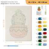 Zigzag Pot Cactus punch needle kit, 24 × 32 in (60 × 80 cm): canvas size and kit contents