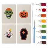 Zombie and Clown mini punch needle kit set: four finished canvases with threads, punch needle and threader