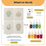What is in the Zombie and Clown set: 4 printed canvases, punch needle, threader, threads, color guide and 4 sets of hangers (6 × 8 in (15 × 20 cm) each)